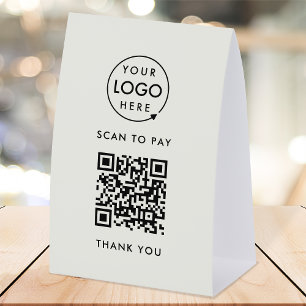 Zahlungstisch-Zelt-Papier-Schild   QR-Scan zum Bez Tischaufsteller