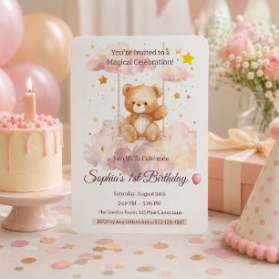 Zahmer Teddybär 1. Geburtstag – Individuell  Einladung