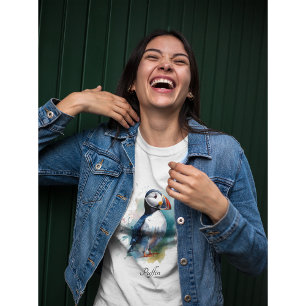 Zahmer Wasserfarben-Papageientaucher, individuell T-Shirt