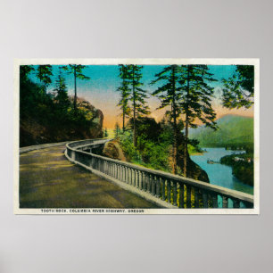 Zahn-Felsen auf Fluss Kolumbiens RiverColumbia Poster