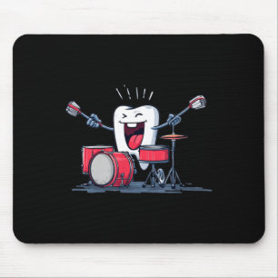 Zahn mit Rocking Drums und Zahnbürste-Grafik Mousepad