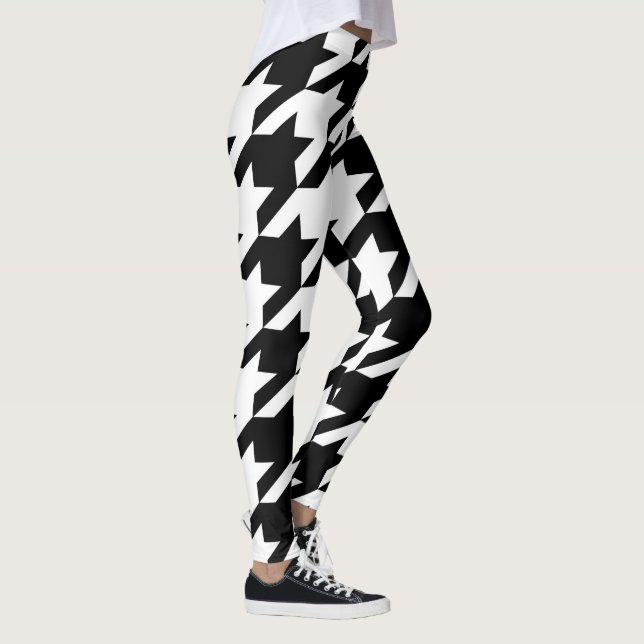 Zahn-Muster für Schwarz-Weiß-Hunde Leggings (Rechts)