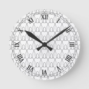 Zahn-Uhr-klassische römische Ziffern Runde Wanduhr
