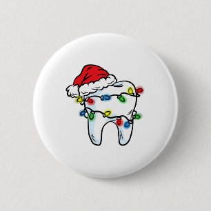 Zahn Weihnachtslicht Santa Hut Zahnarzt Dentalhygi Button