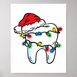Zahn Weihnachtslicht Santa Hut Zahnarzt Dentalhygi Poster
