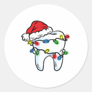 Zahn Weihnachtslicht Santa Hut Zahnarzt Dentalhygi Runder Aufkleber