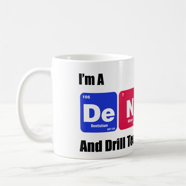 Zahnarzt-Bohrgerät-Zahn-Implantats-Periodensystem Kaffeetasse (Links)