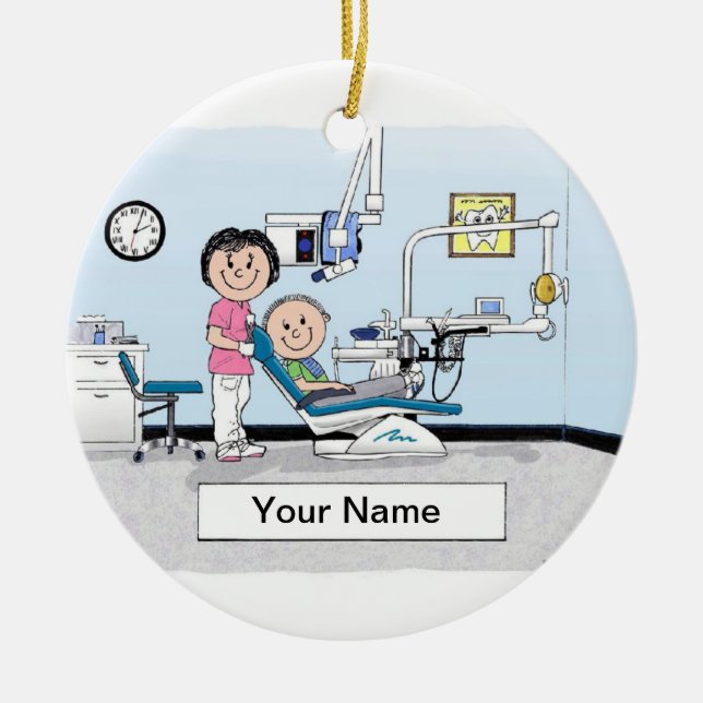 Zahnarzt - Frau Keramikornament (Vorne)