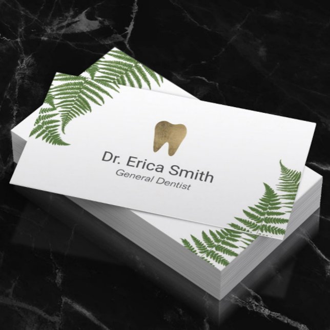 Zahnarzt für botanische Fern-Gold-Zahnarztzahnärzt Visitenkarte (Von Creator hochgeladen)