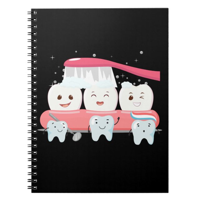 Zahnarzt Happy Teeth Toothbrush Zahnmediziner Notizblock (Vorderseite)