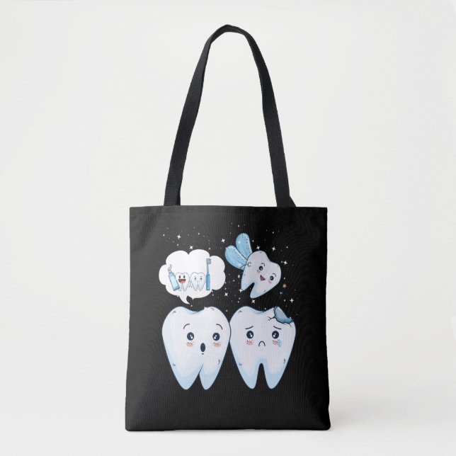 Zahnarzt Happy Zähne Niedliche Zahnärztin Tasche (Vorderseite)