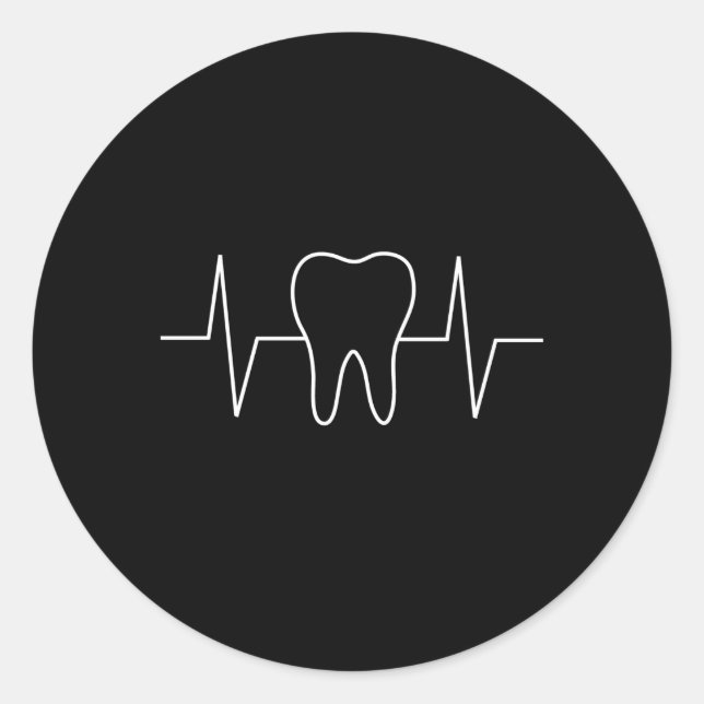 Zahnarzt Hebeat Ekg Zahnhygienisch Molar Tooth Runder Aufkleber (Vorderseite)