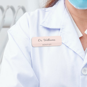 Zahnarzt im minimalistischen Stil Rosa Namensschild