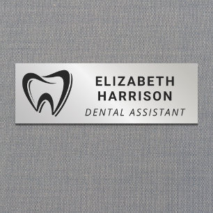 Zahnarzt-Logo Dental Silber Namensschild