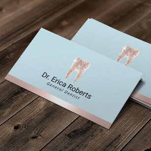 Zahnarzt Moderne Rose Gold Minze Blue Dental Visitenkarte