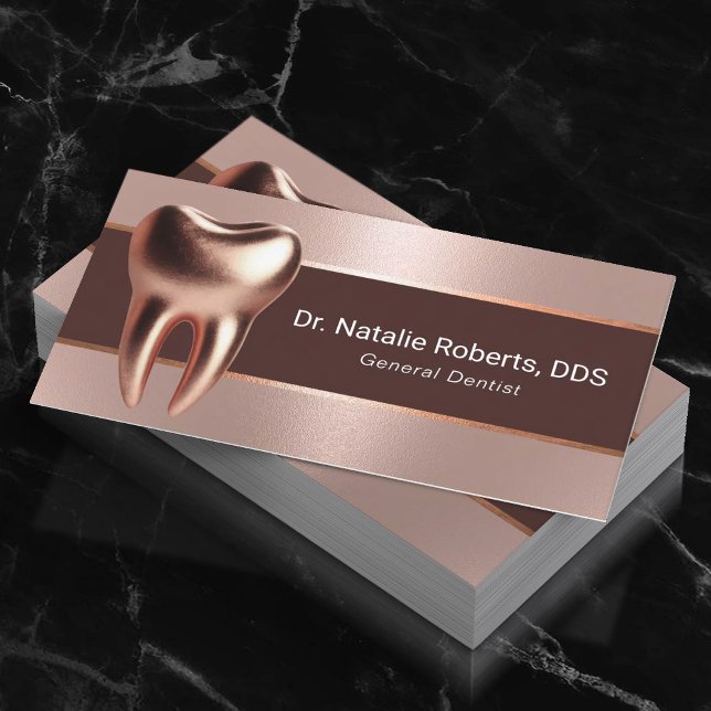 Zahnarzt Moderne Rose Gold Tooth Zahnärztliche Bet Visitenkarte (Von Creator hochgeladen)