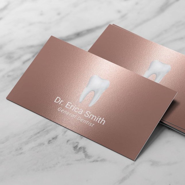 Zahnarzt Moderne Rose Gold Zahnmedizin Visitenkarte (Von Creator hochgeladen)