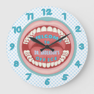 Zahnarzt Office Novelty Personalisiert Zähne Dent Große Wanduhr