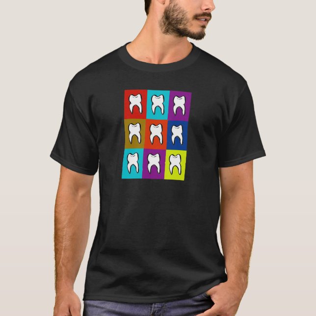 Zahnarzt Popart Geschenke T-Shirt (Vorderseite)