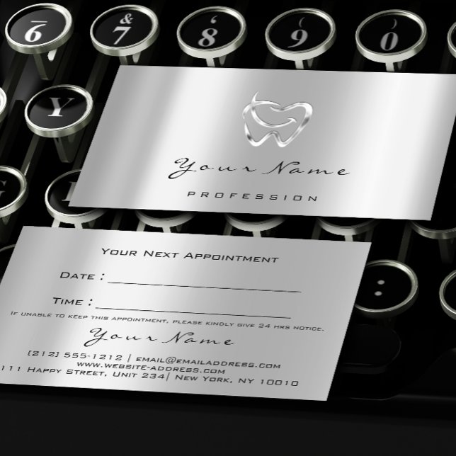 Zahnarzt Silver Logo Grau Ernennung Terminkarte (Von Creator hochgeladen)