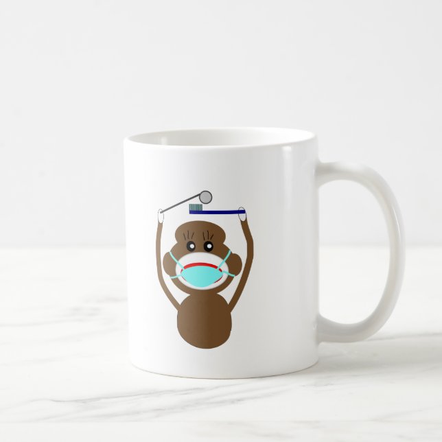 Zahnarzt-Socken-Affe-Shirts und Kaffeetasse (Rechts)