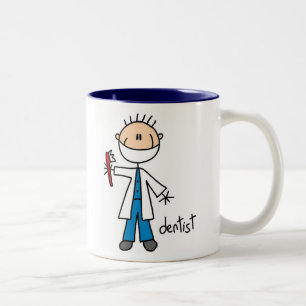 Zahnarzt-Strichmännchen-Tasse Zweifarbige Tasse