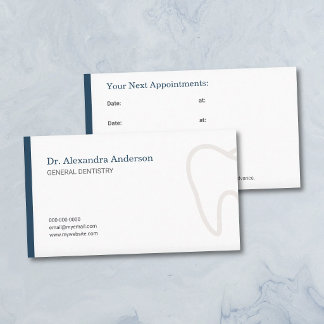 Zahnarzt-Termin-Karte mit navyblauen Akzenten Visitenkarte