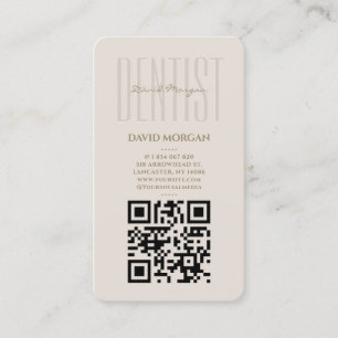 Zahnarzt-Typografie Beige Qr-Code Visitenkarte