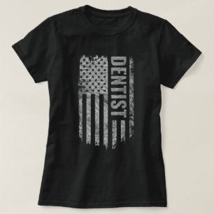 Zahnarzt USA-Flagge Distressed-Design T-Shirt