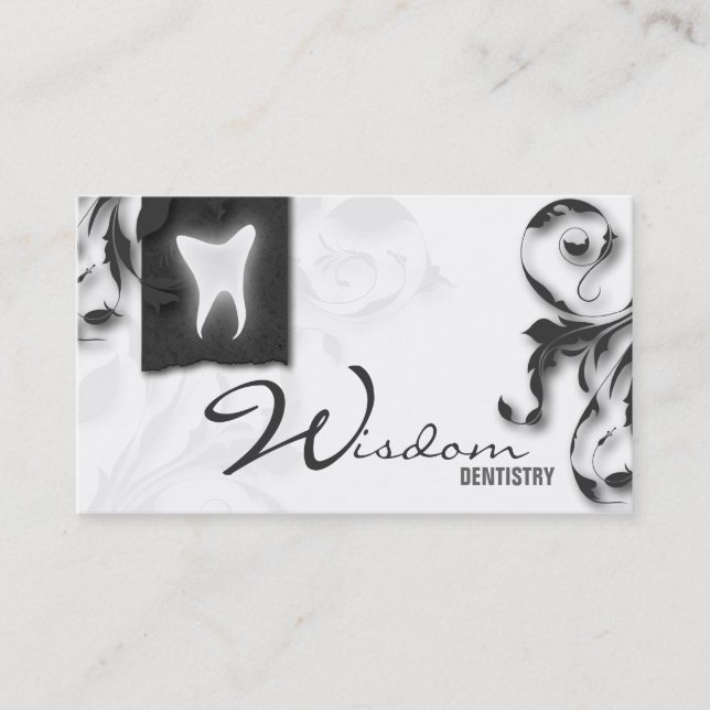 Zahnarzt-Visitenkarte-elegantes Monogramm-Grau Visitenkarte (Vorderseite)