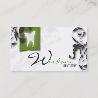 Zahnarzt-Visitenkarte-elegantes Monogramm-Grün Visitenkarte