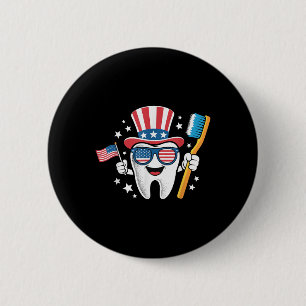 Zahnarzt Zahn Dental Amerikanische Flagge Lustig 4 Button