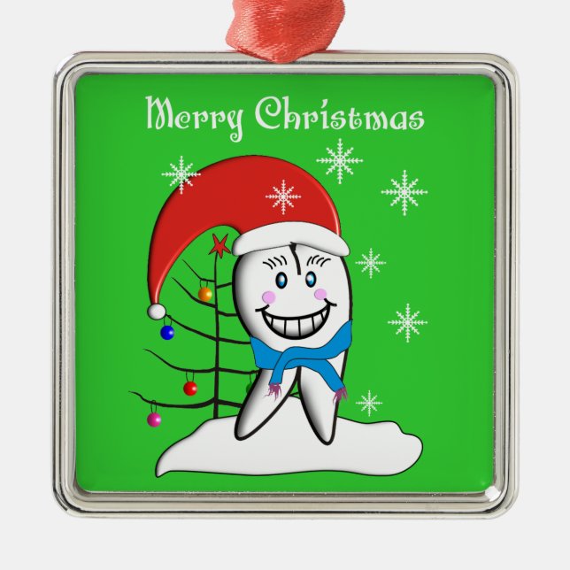 Zahnarzt-Zahn-Weihnachtsverzierung Silbernes Ornament (Vorne)