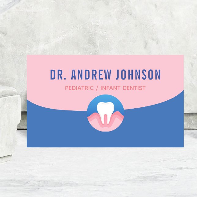 Zahnarzt Zahnarzt Orthodontist Blau-Pink-Kinder Visitenkarte (Von Creator hochgeladen)