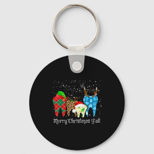 Zahnarzt Zähne Santa Hut Leopard Karo Dental Fröhl Schlüsselanhänger
