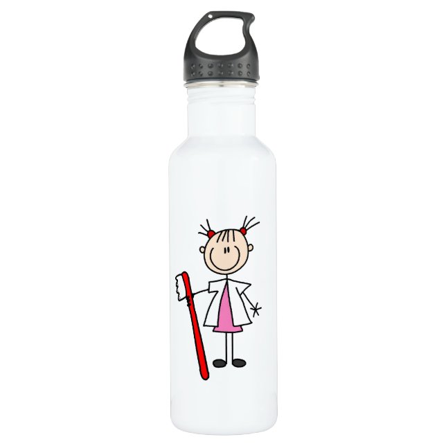 Zahnarztassistent mit Zahnbürste Edelstahlflasche (Vorderseite)