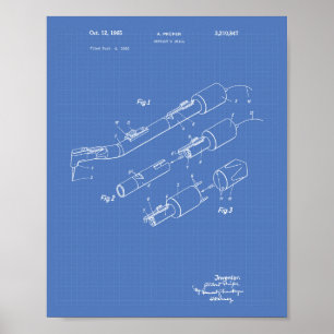 Zahnarztbohrer 1965 Patentart Blueprint Poster