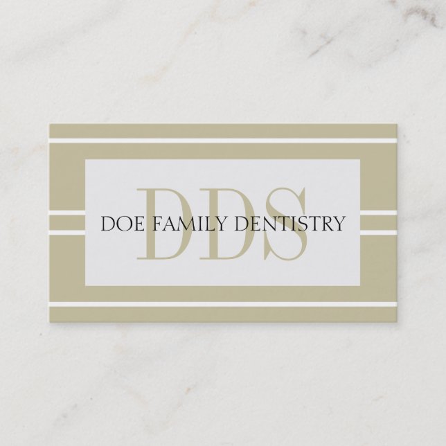 Zahnarztbüro Streifen DDS White Tan Visitenkarte (Vorderseite)