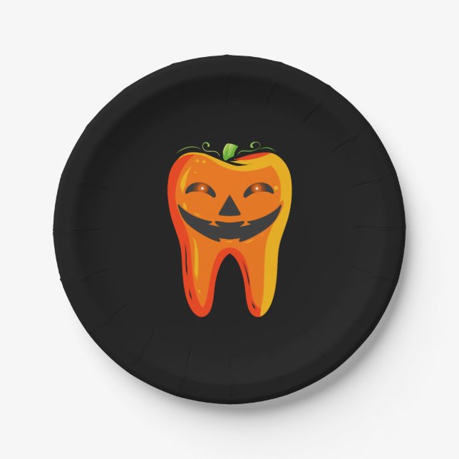 Zahnärzte Tooth Pumpkin Halloween Pappteller (Vorderseite)