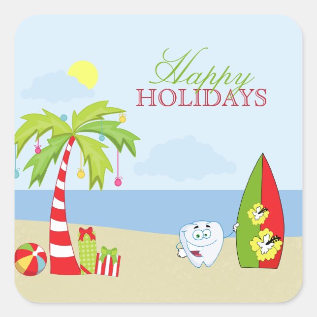 Zahnarzthahn Happy Holidays Aufkleber (Vorderseite)