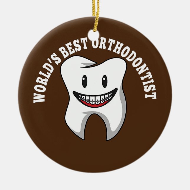 Zahnarzthelfer Zahnspange Zahnspange Kieferorthopä Keramik Ornament (Vorne)