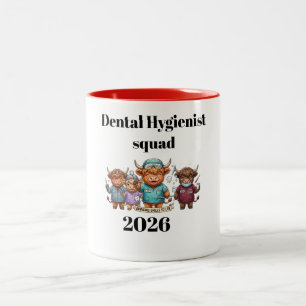 Zahnarzthelferin-Team Niedliches Hochlandkuh-Ensem Zweifarbige Tasse