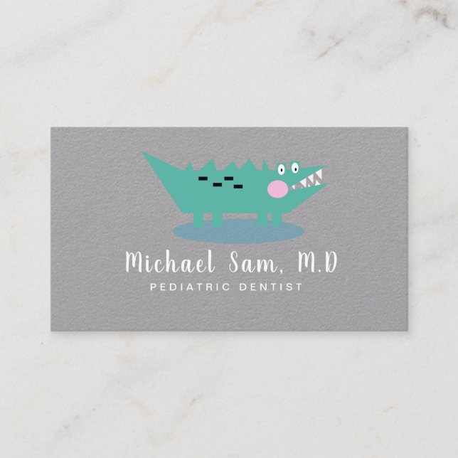 Zahnarzthygienie-Pädiatrie-Alligator-Logo Visitenkarte (Vorderseite)