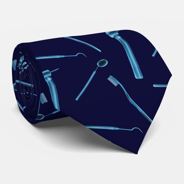 Zahnarzthygienie Zahnwerkzeuge Navy Blue Krawatte (Gerollt)