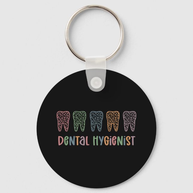 Zahnarzthygienist | RDH Dentist Leopard Zahnspende Schlüsselanhänger (Vorderseite)