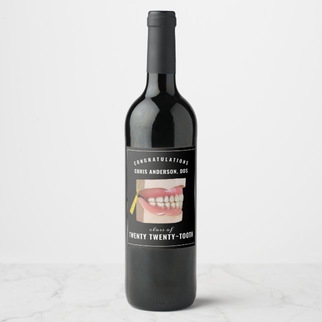 Zahnärztliche Abschluss Glückwunsch Weinkarte Weinetikett (Vorderseite)
