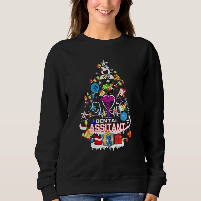 Zahnärztliche Assistentin Weihnachtsbaum Sweatshirt (Vorderseite)