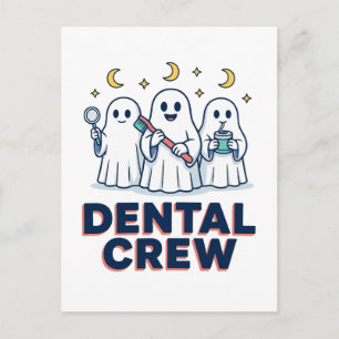 Zahnärztliche Crew Zahn Geister Halloween Hygienik Postkarte