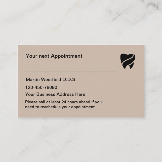 Zahnärztliche Erinnerung Business Cards Visitenkarte (Vorderseite)