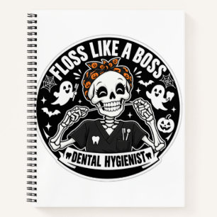 Zahnärztliche Hygienikerin Halloween-Skelett Notizbuch
